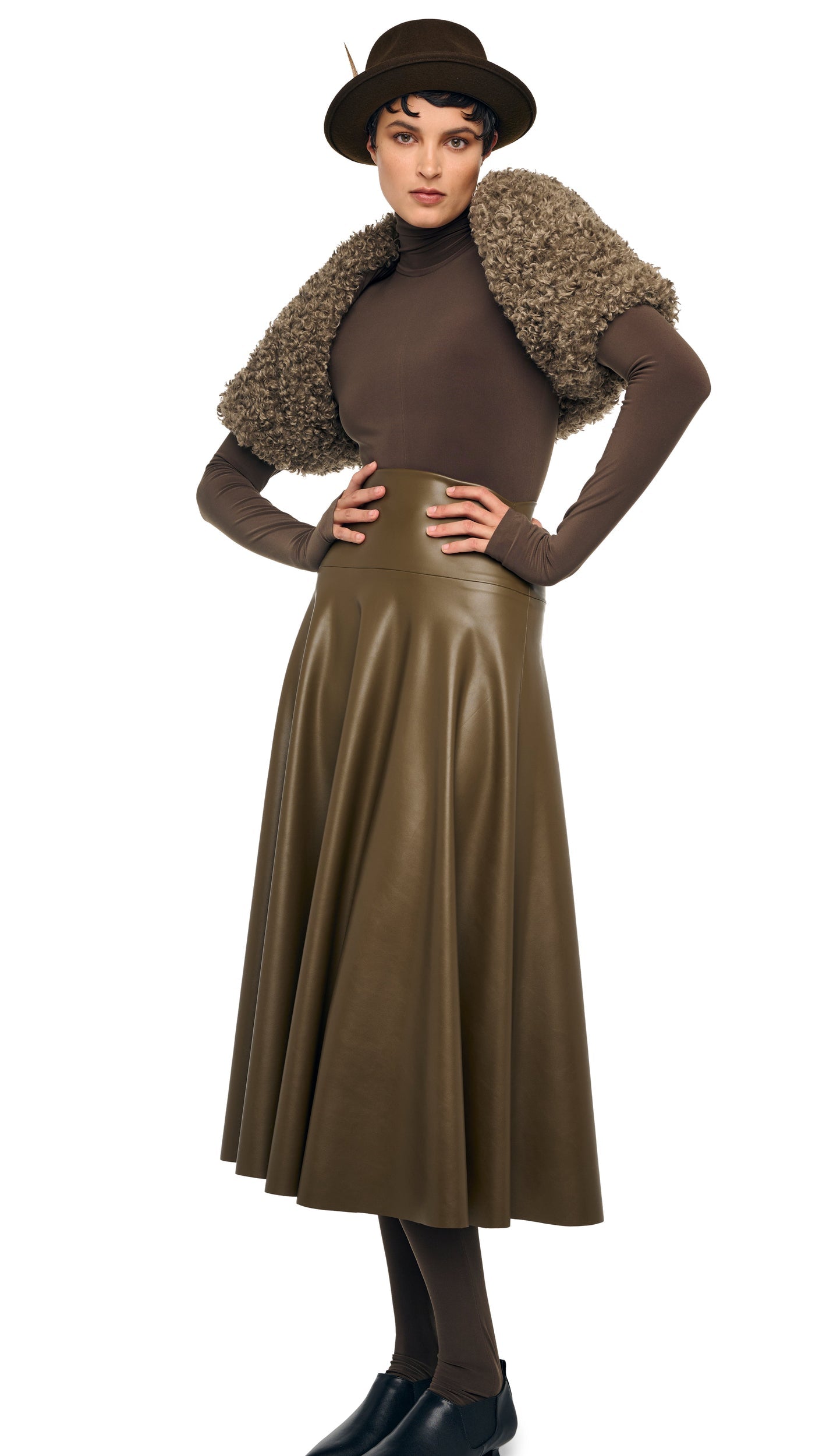 Norma Kamali FLARED SKIRT TO MIDCALF