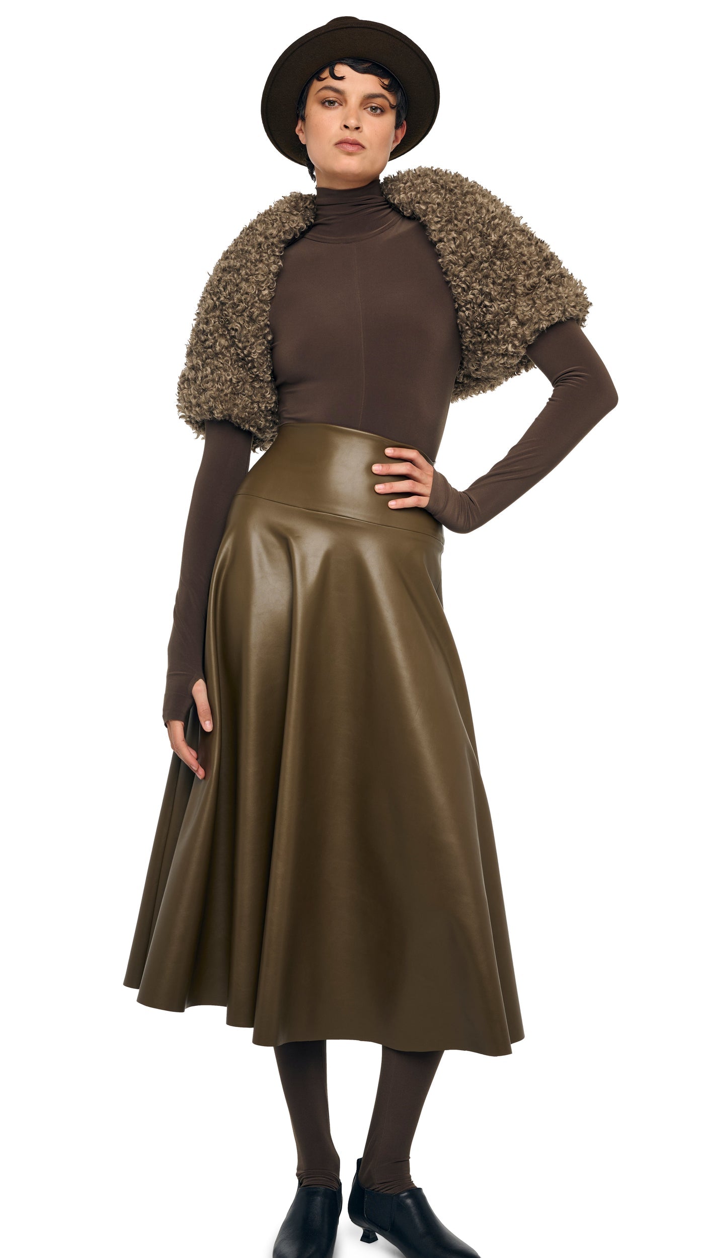 Norma Kamali FLARED SKIRT TO MIDCALF