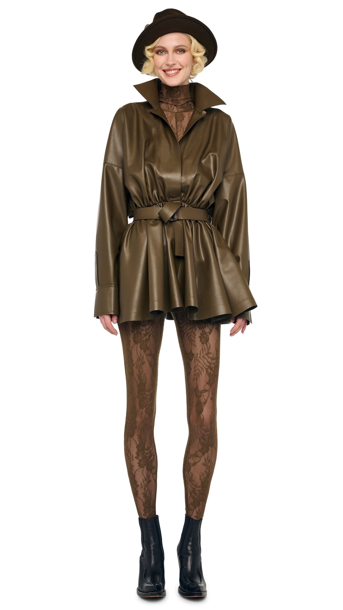 Norma Kamali LONG SLEEVE SLIM FIT TURTLE CATSUIT W/ FOOTIE