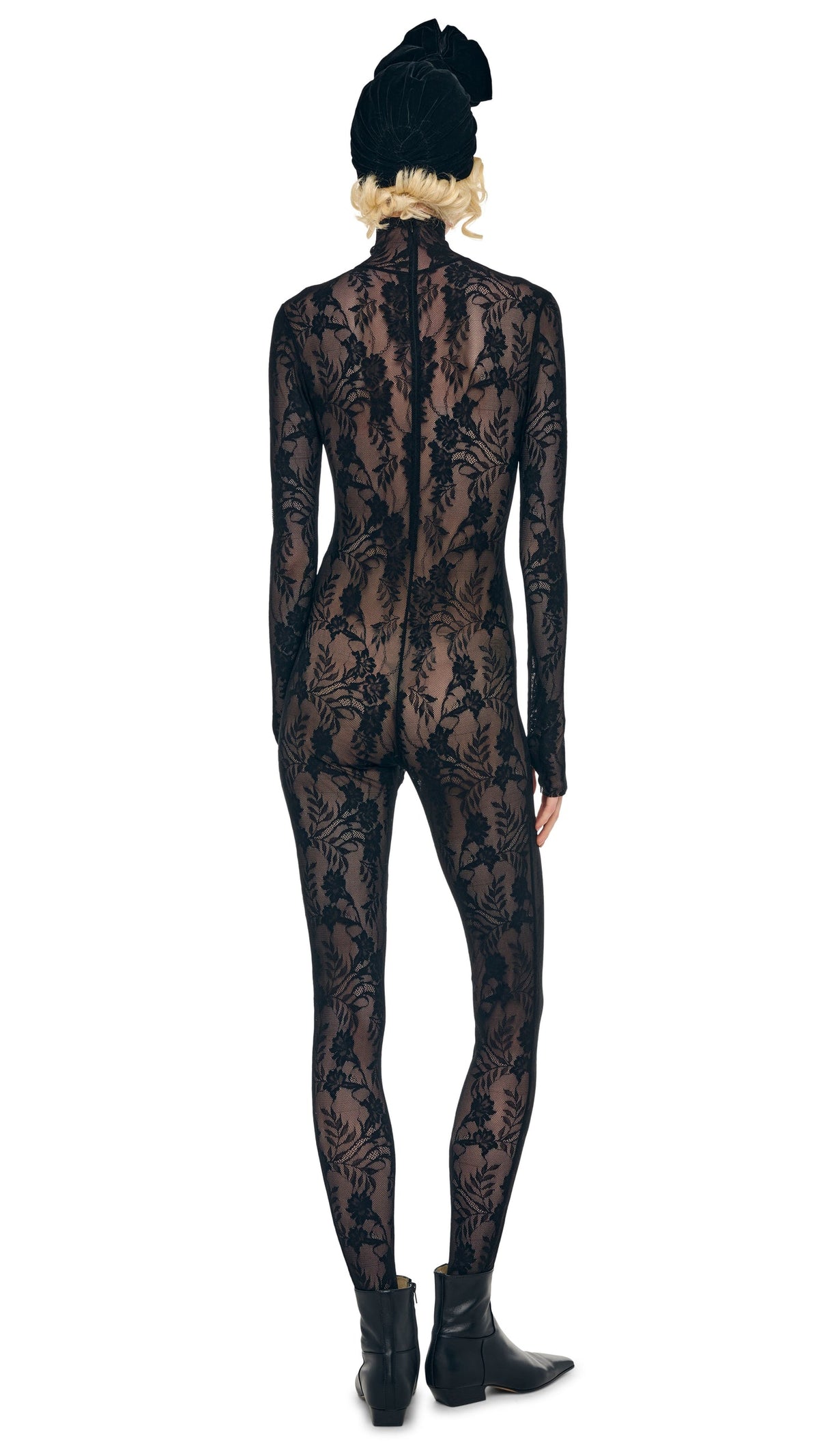 Norma Kamali LONG SLEEVE SLIM FIT TURTLE CATSUIT W/ FOOTIE
