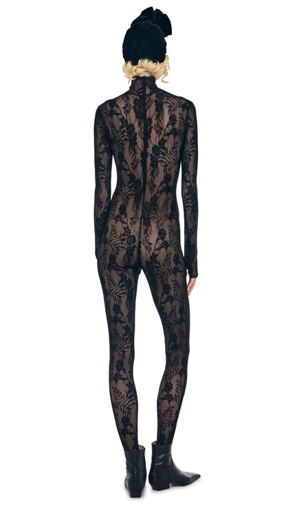 Norma Kamali LONG SLEEVE SLIM FIT TURTLE CATSUIT W/ FOOTIE