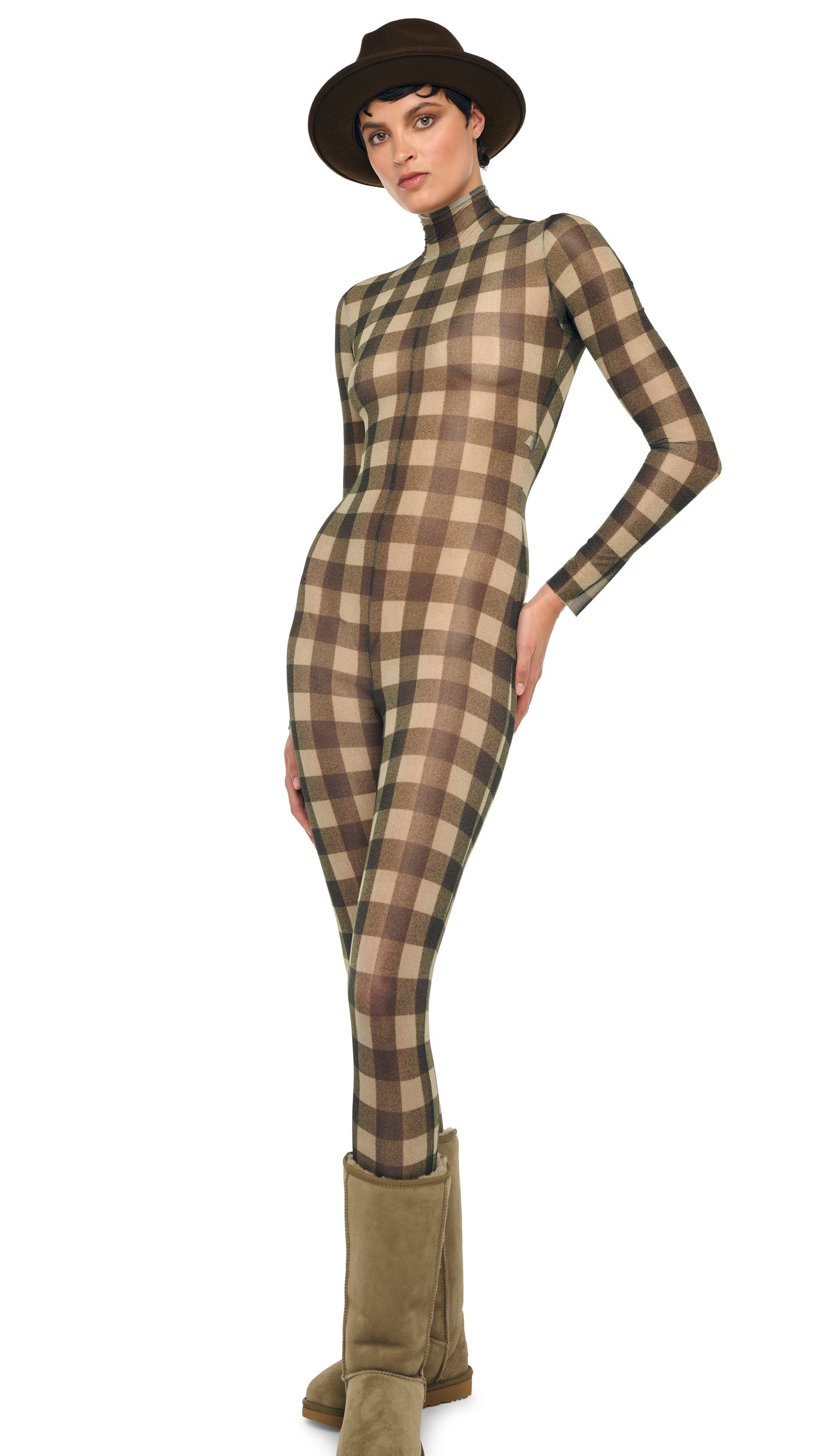 Norma Kamali LONG SLEEVE SLIM FIT TURTLE CATSUIT
