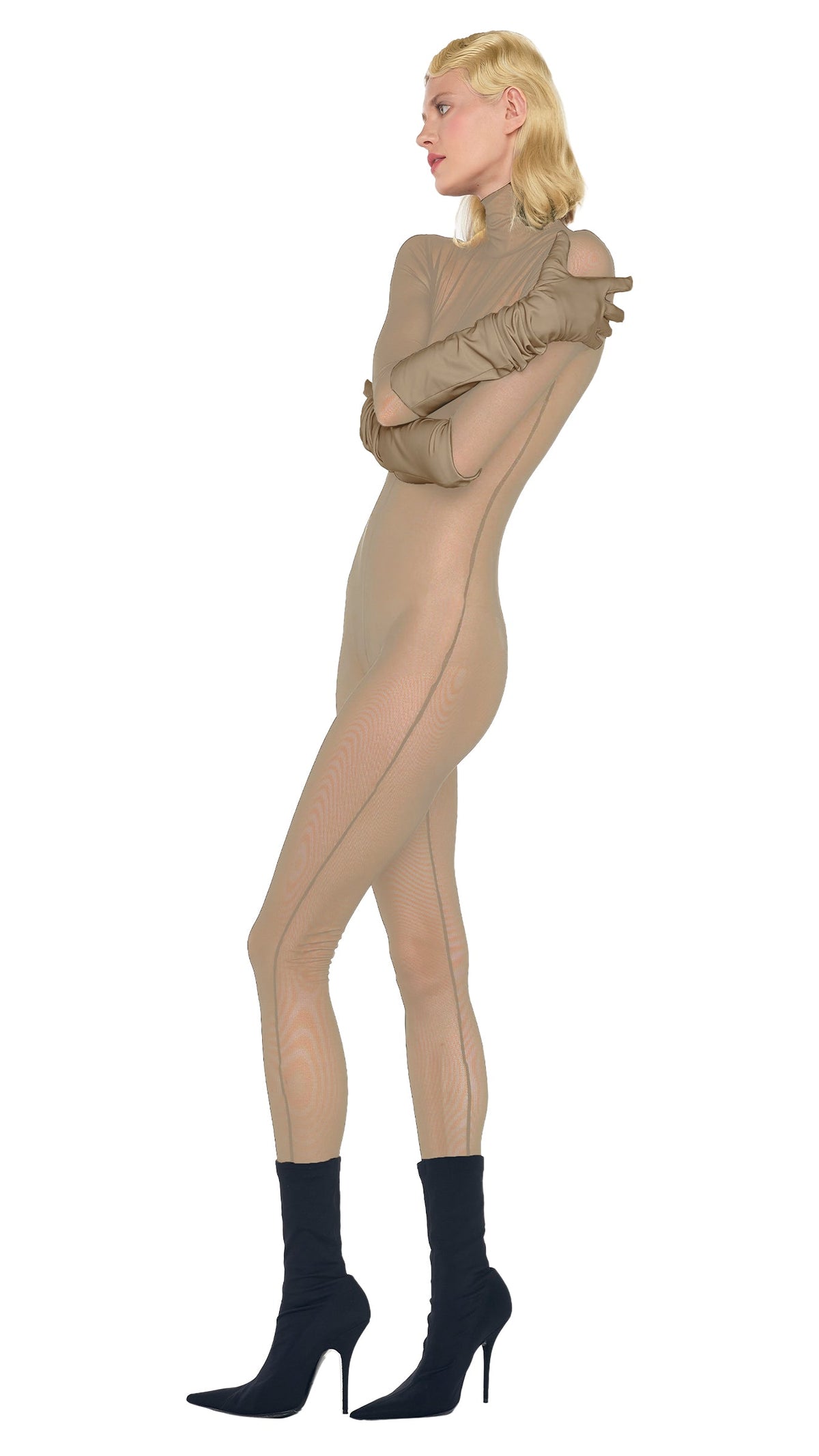 Norma Kamali LONG SLEEVE SLIM FIT TURTLE CATSUIT