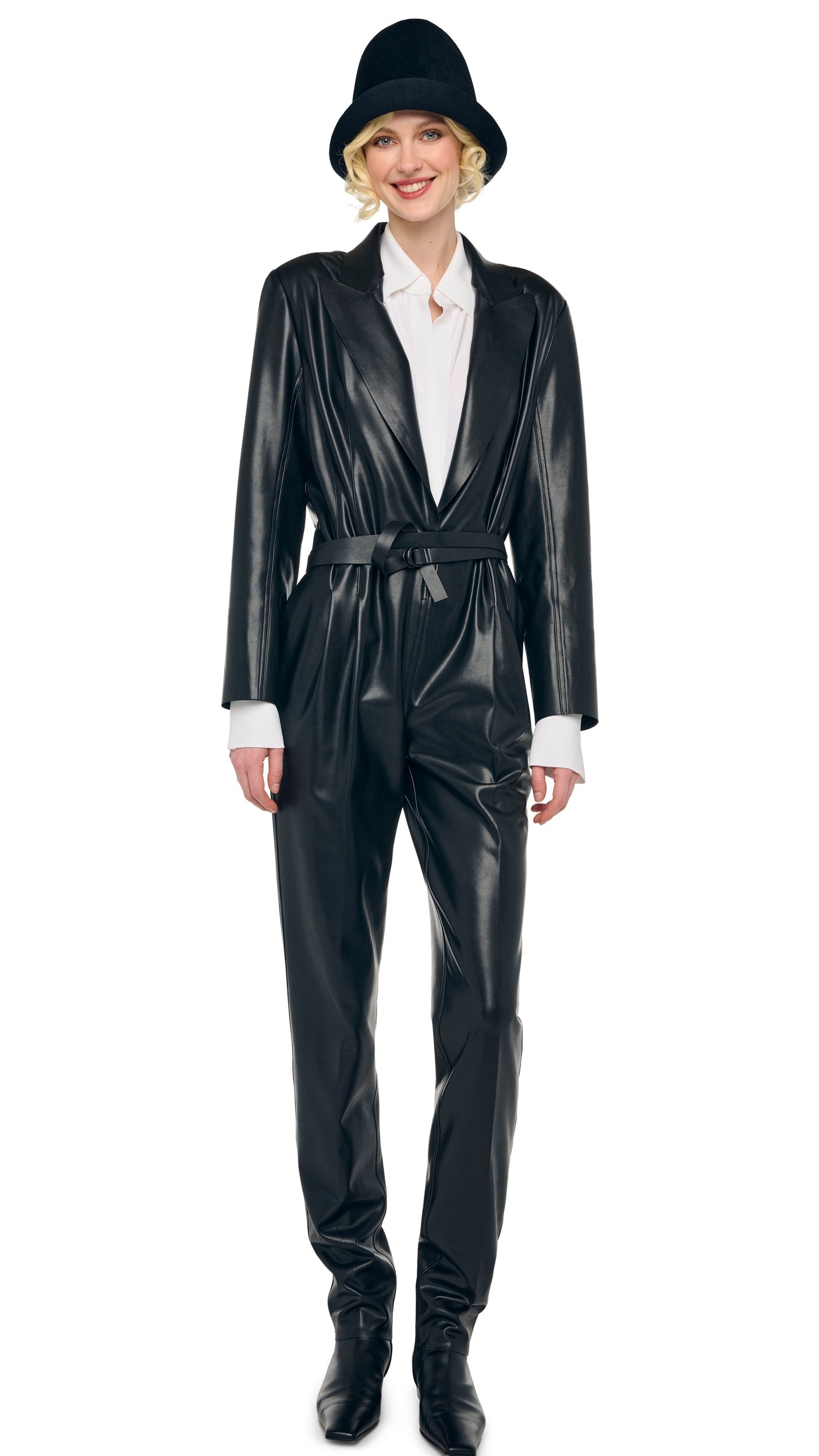 Norma Kamali EASY FIT SINGLE BREASTED TAPERED LEG JUMPSUIT