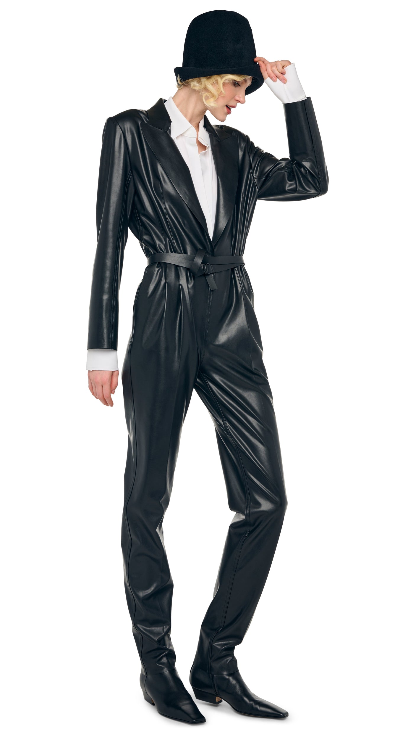 Norma Kamali EASY FIT SINGLE BREASTED TAPERED LEG JUMPSUIT