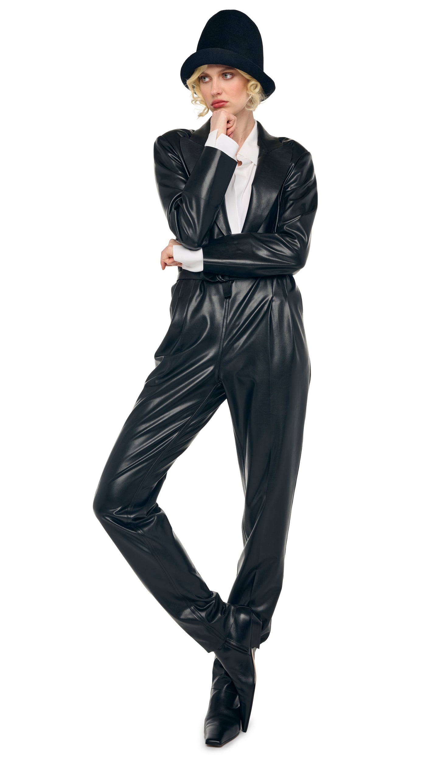 Norma Kamali EASY FIT SINGLE BREASTED TAPERED LEG JUMPSUIT