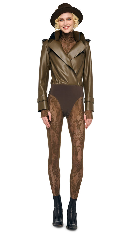 Norma Kamali DOUBLE BREASTED TRENCH BODYSUIT