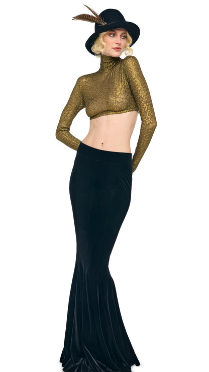 Norma Kamali LONG SLEEVE TURTLE CROPPED TOP