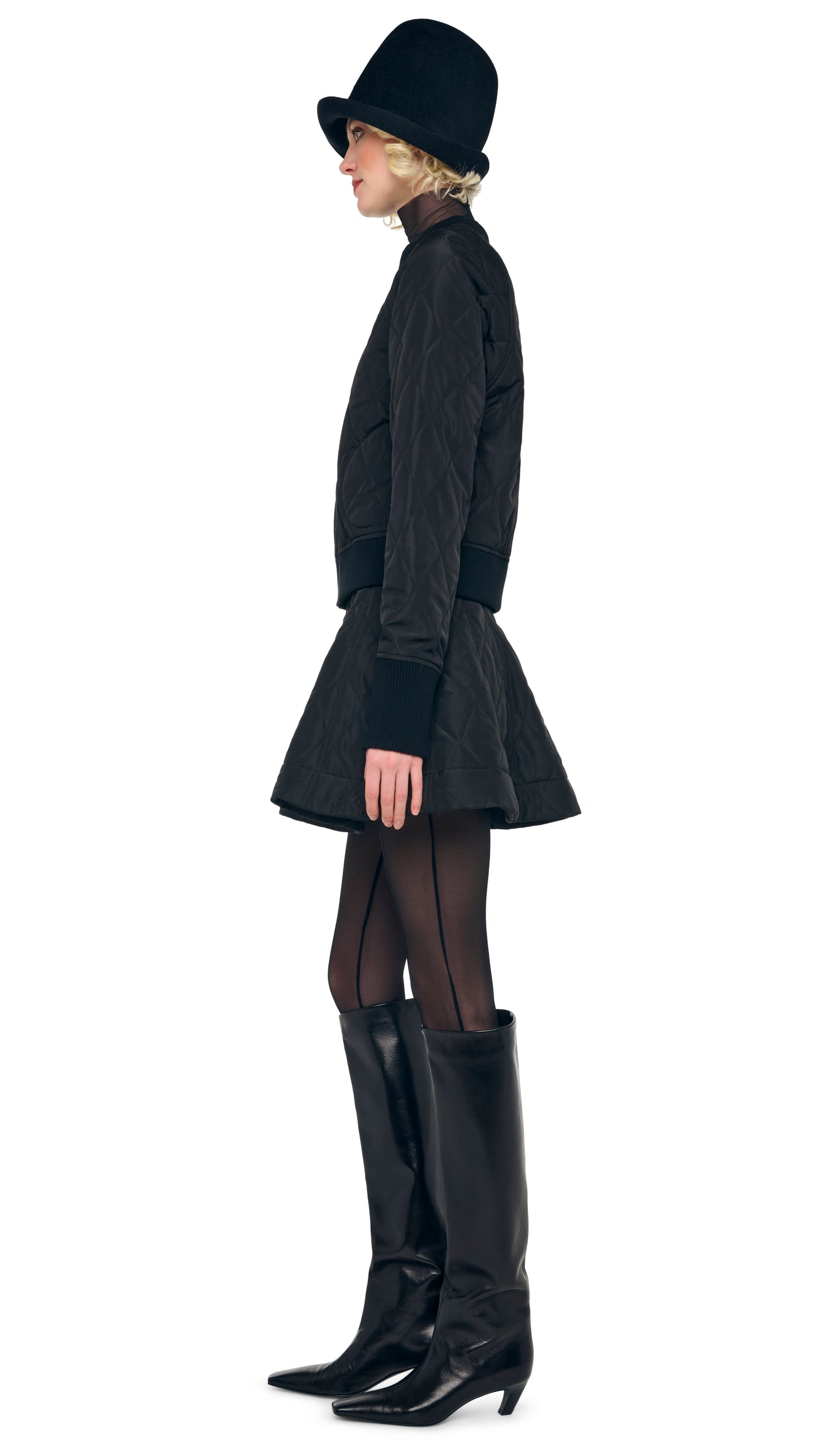 Norma Kamali QUILTED SHORT BOMBER JACKET