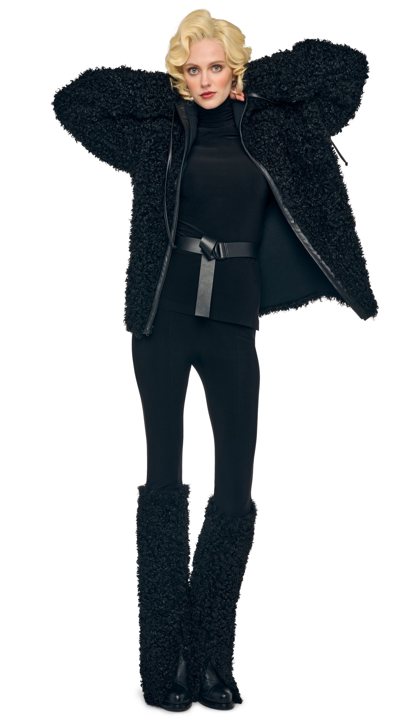 Norma Kamali OS RAGLAN SLEEVE ZIP FRONT HOODED JACKET
