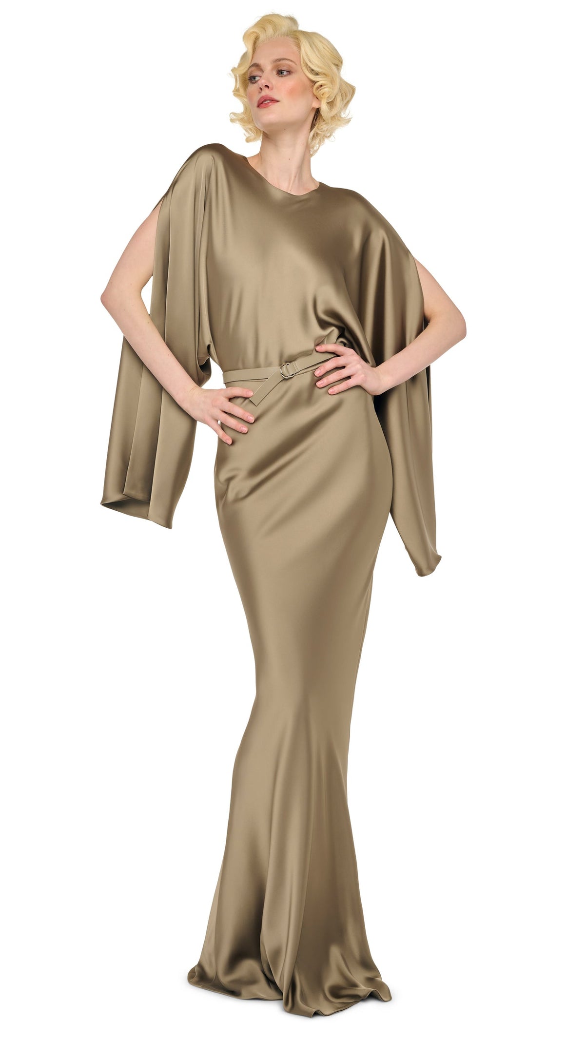 Norma Kamali REVERSE OBIE GOWN LONG SLEEVE