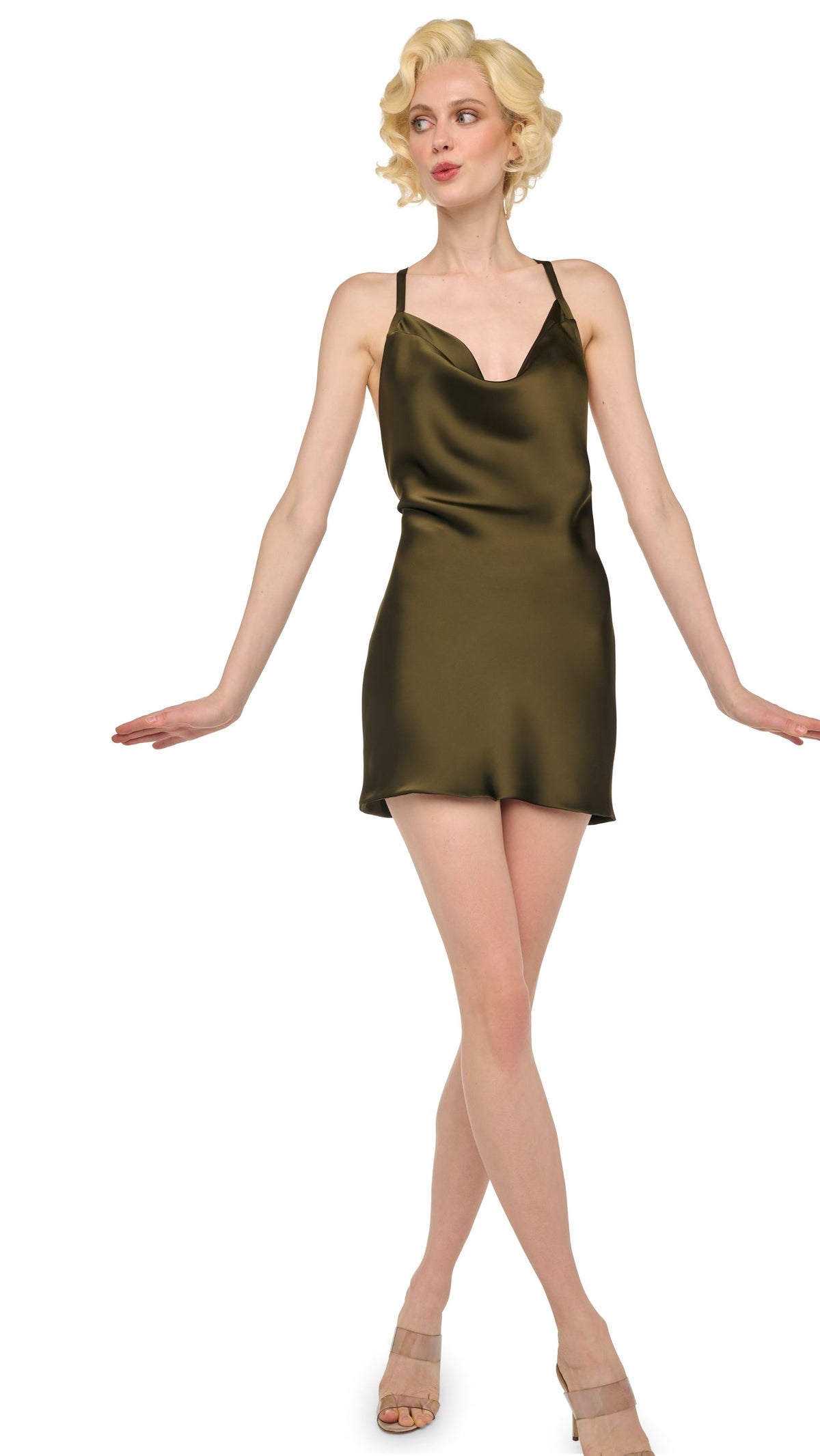 Norma Kamali CROSS BACK BIAS MINI DRESS