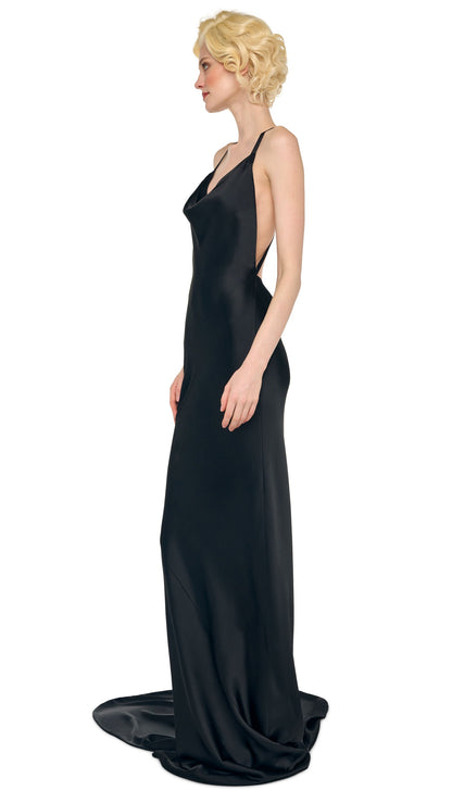 Norma Kamali CROSS BACK BIAS GOWN W/ TRAIN