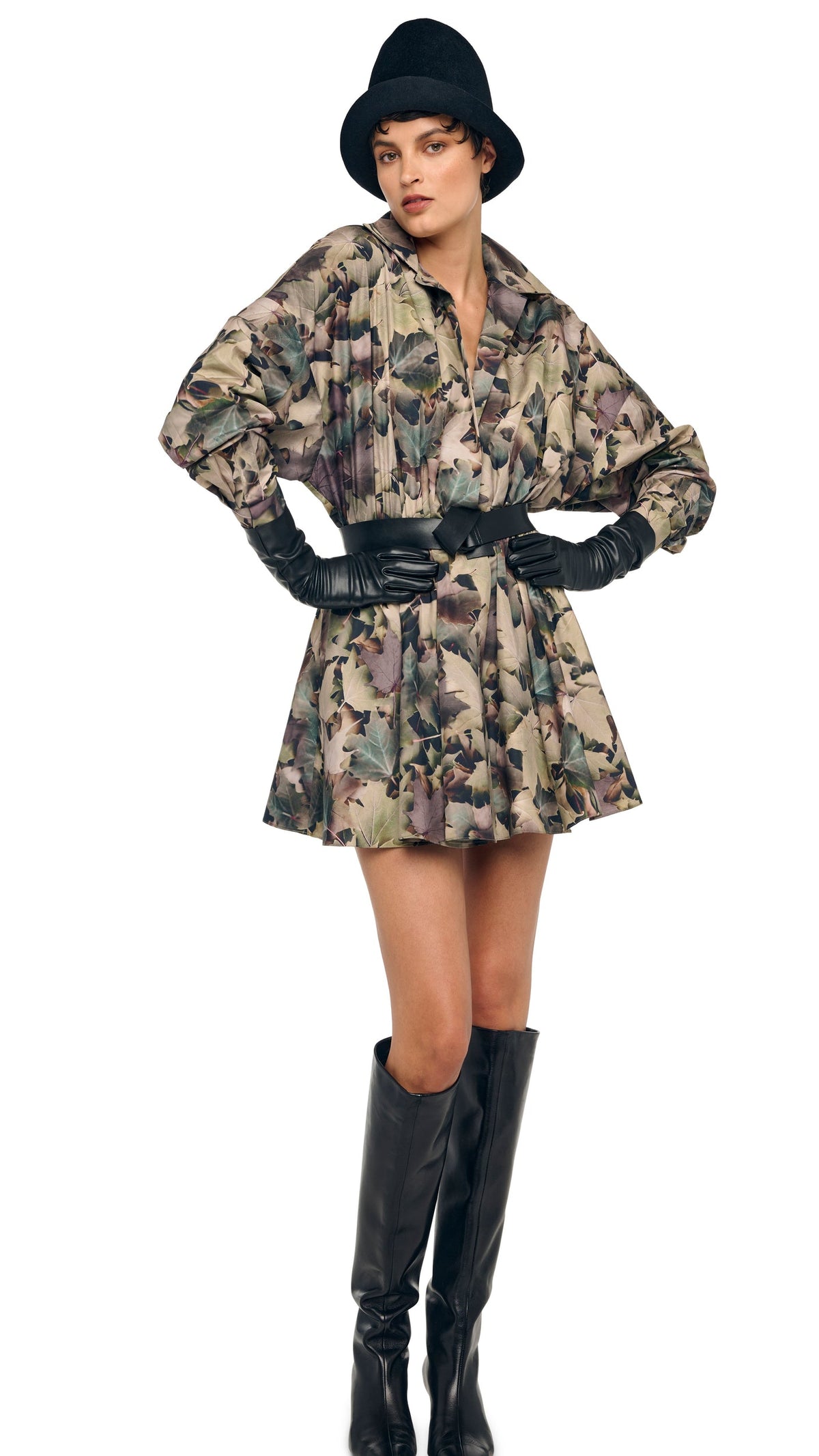 Norma Kamali SUPER OS BF NK SHIRT FLARED MINI DRESS