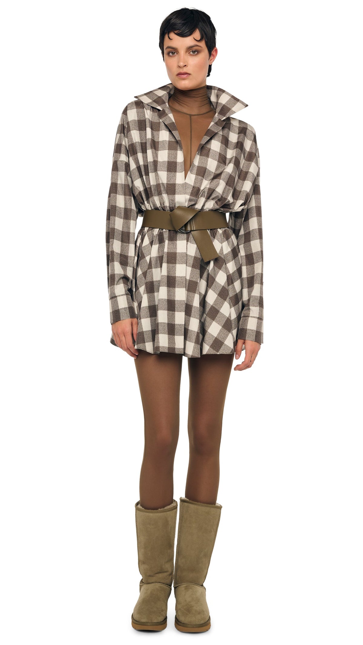Norma Kamali SUPER OS BF NK SHIRT FLARED MINI DRESS