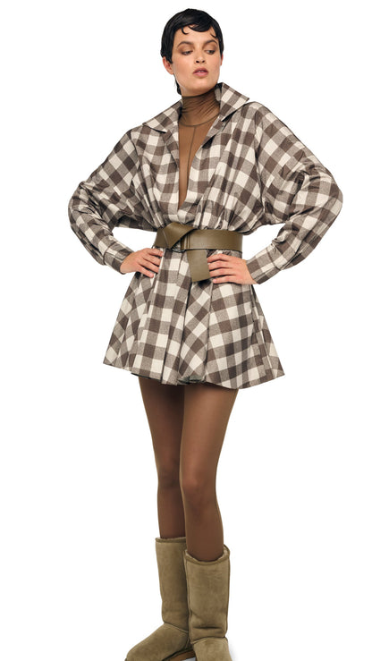 Norma Kamali SUPER OS BF NK SHIRT FLARED MINI DRESS