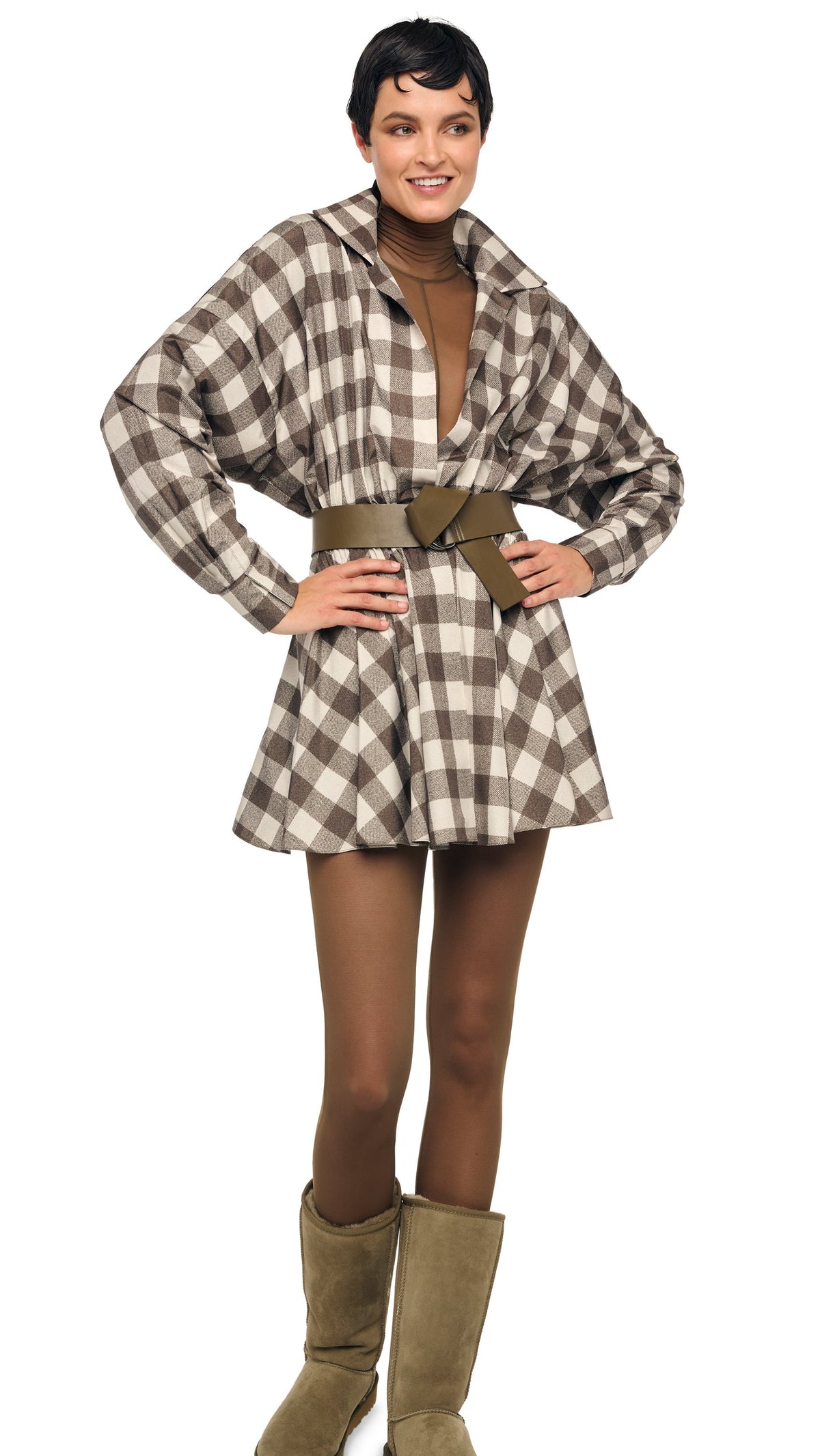 Norma Kamali SUPER OS BF NK SHIRT FLARED MINI DRESS