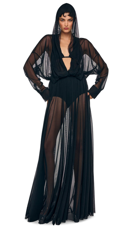 Norma Kamali HOODED SUPER OS BF NK SHIRT FLARED GOWN