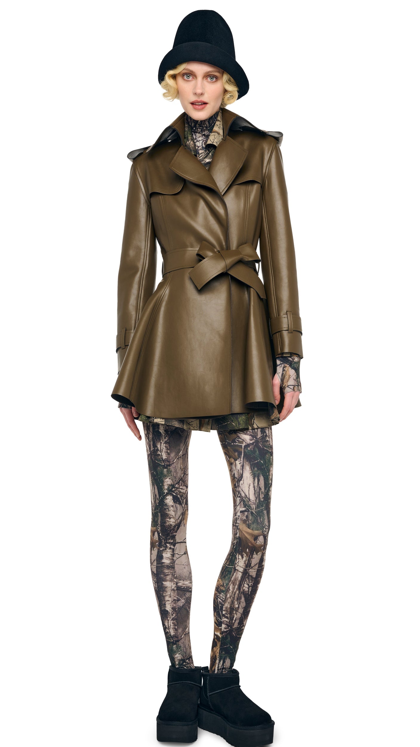 Norma Kamali DOUBLE BREASTED TRENCH FLARED MINI DRESS