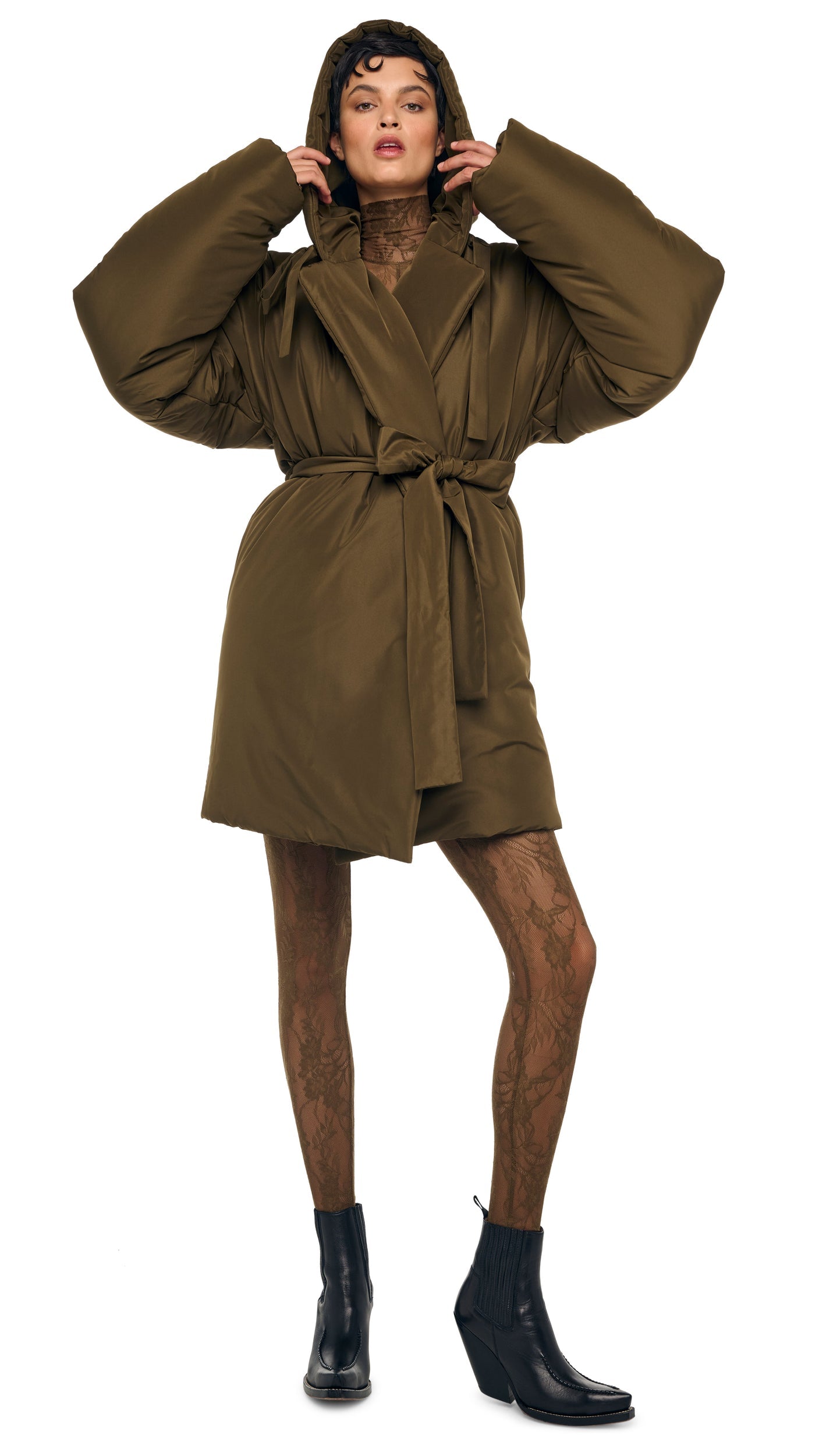 Norma Kamali HOODED SLEEPING BAG COAT TO KNEE