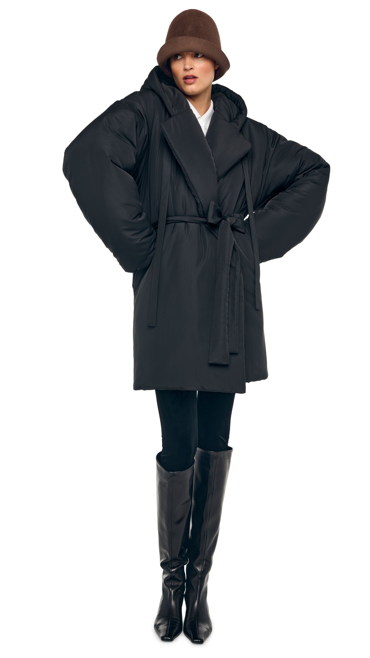 Norma Kamali HOODED SLEEPING BAG COAT TO KNEE