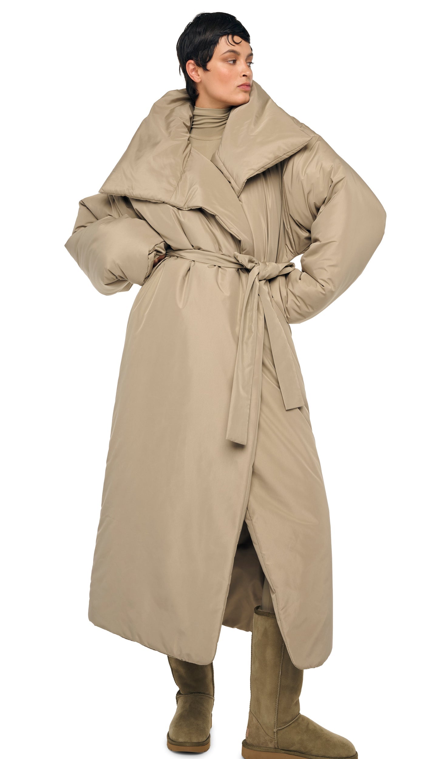 Norma Kamali HIGH COLLAR SLEEPING BAG COAT LONG