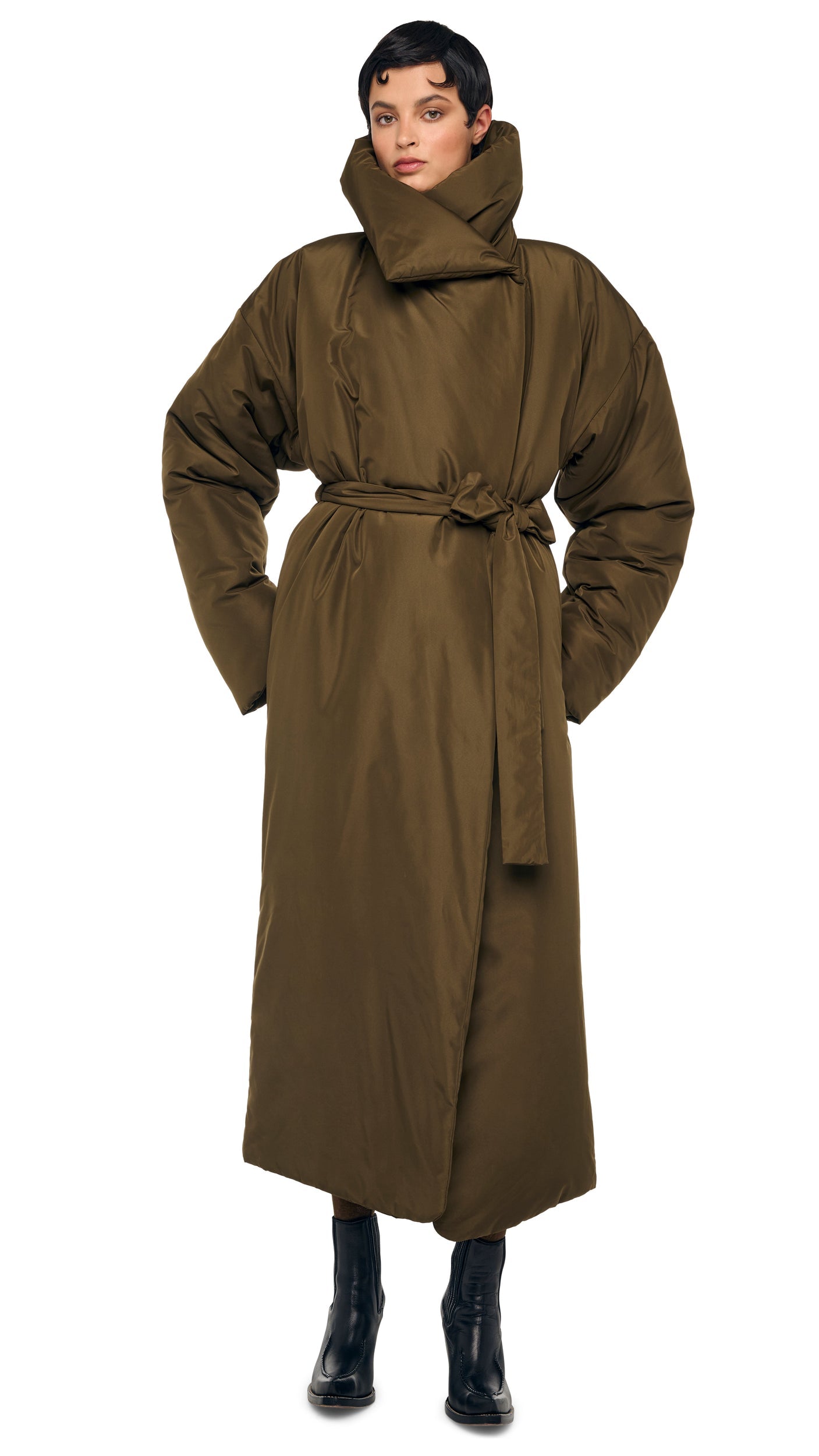 Norma Kamali HIGH COLLAR SLEEPING BAG COAT LONG