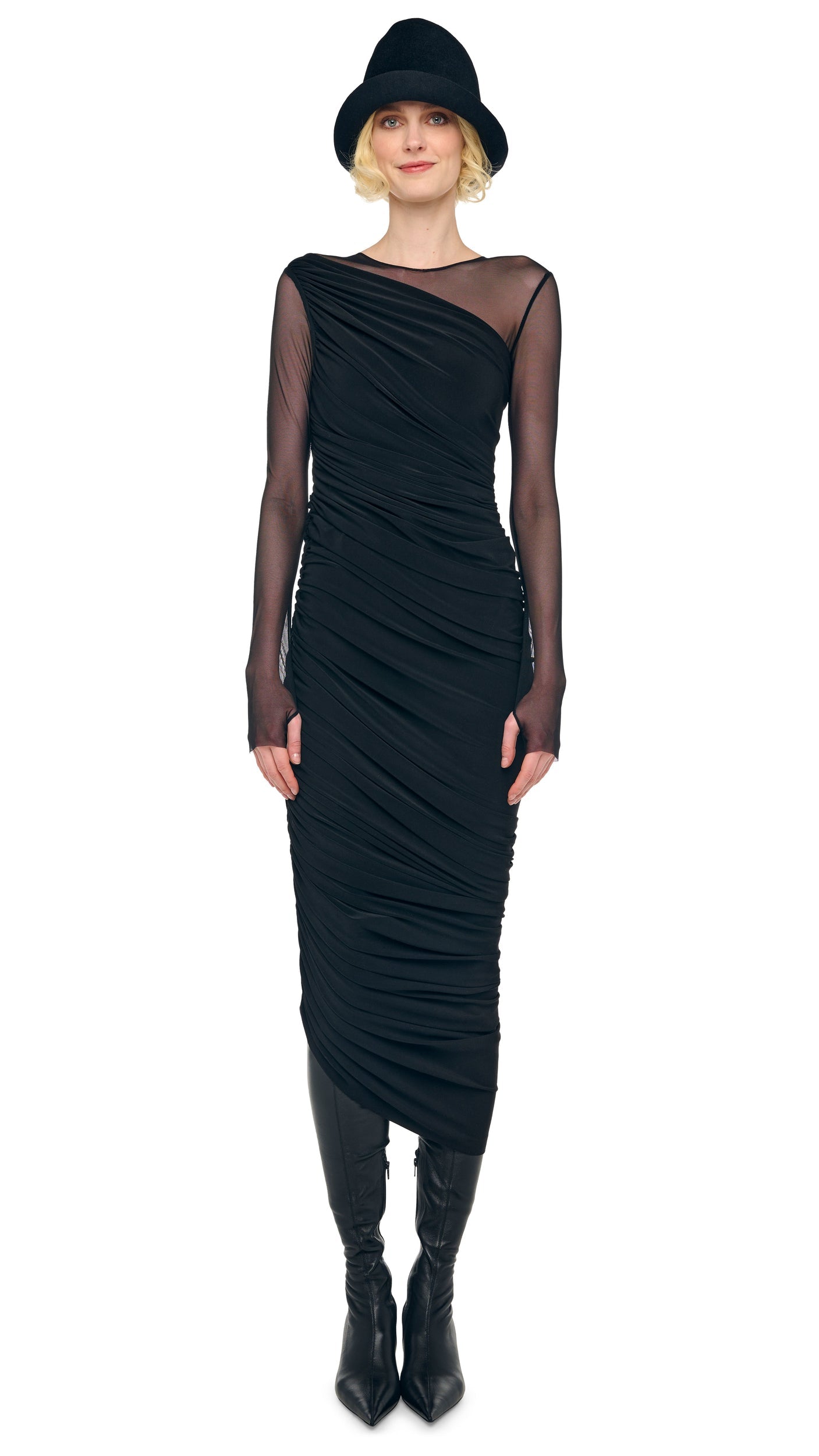 Norma Kamali LONG SLEEVE DIANA GOWN + LEGGING W/ FOOTIE