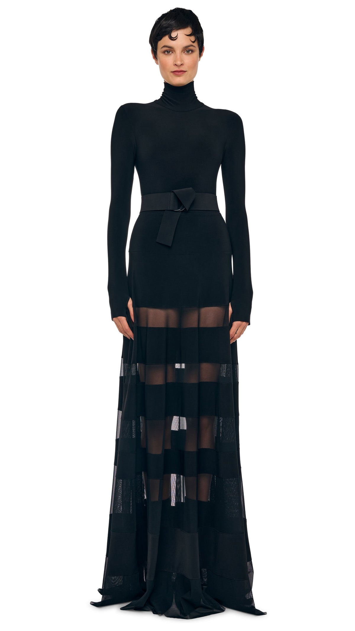 Norma Kamali SPLICED FLARED SKIRT TO FLOOR