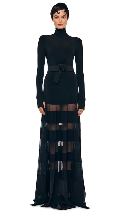 Norma Kamali SPLICED FLARED SKIRT TO FLOOR