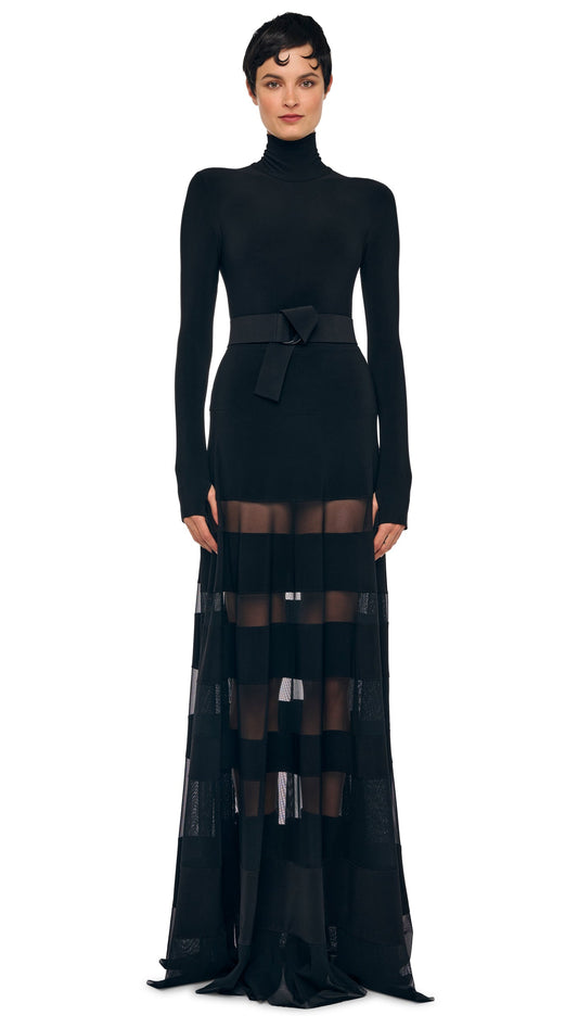 Norma Kamali SPLICED FLARED SKIRT TO FLOOR