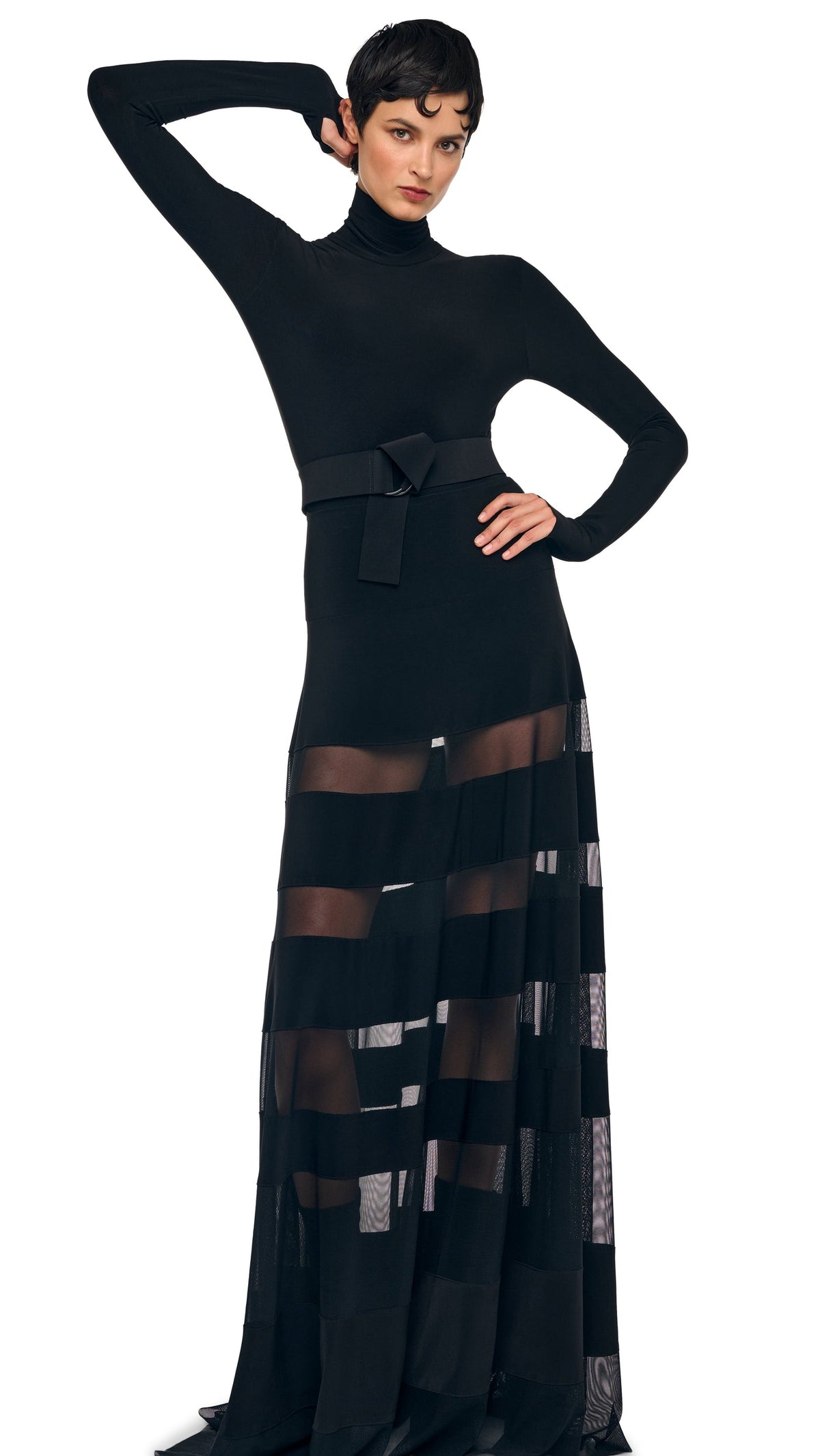 Norma Kamali SPLICED FLARED SKIRT TO FLOOR
