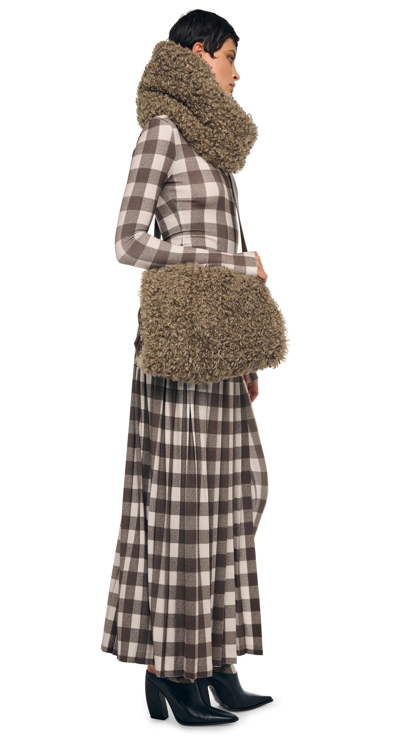Norma Kamali PLEATED LONG SKIRT W/ SLIT