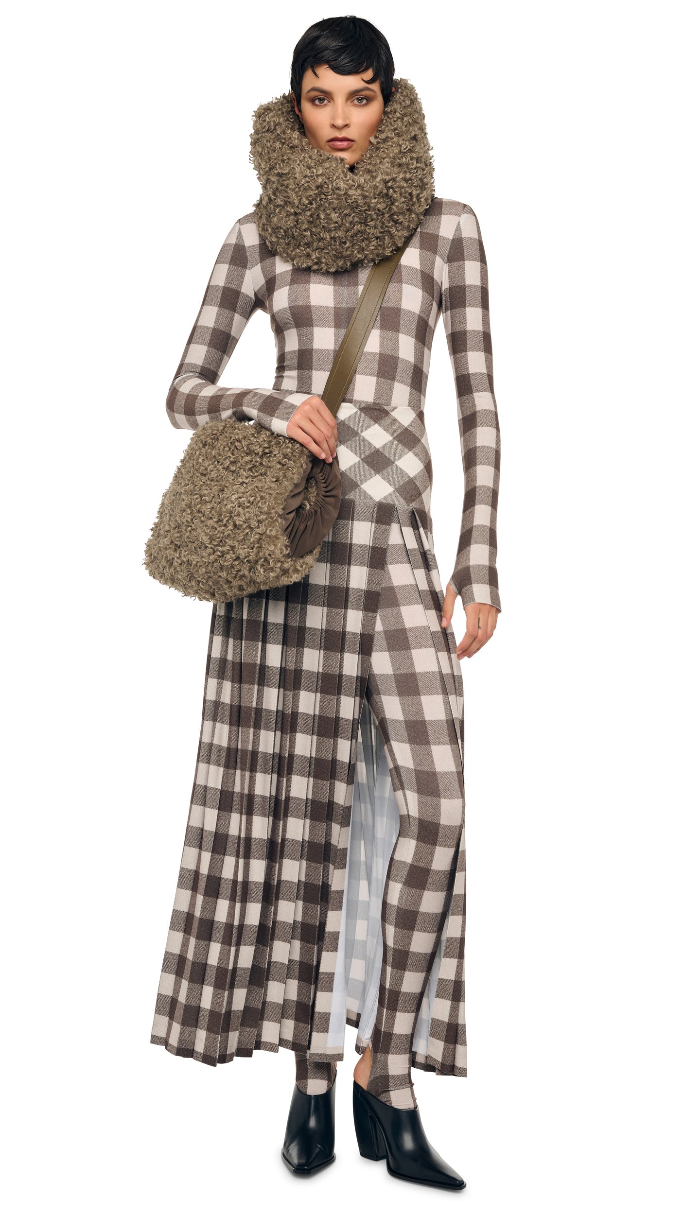 Norma Kamali PLEATED LONG SKIRT W/ SLIT