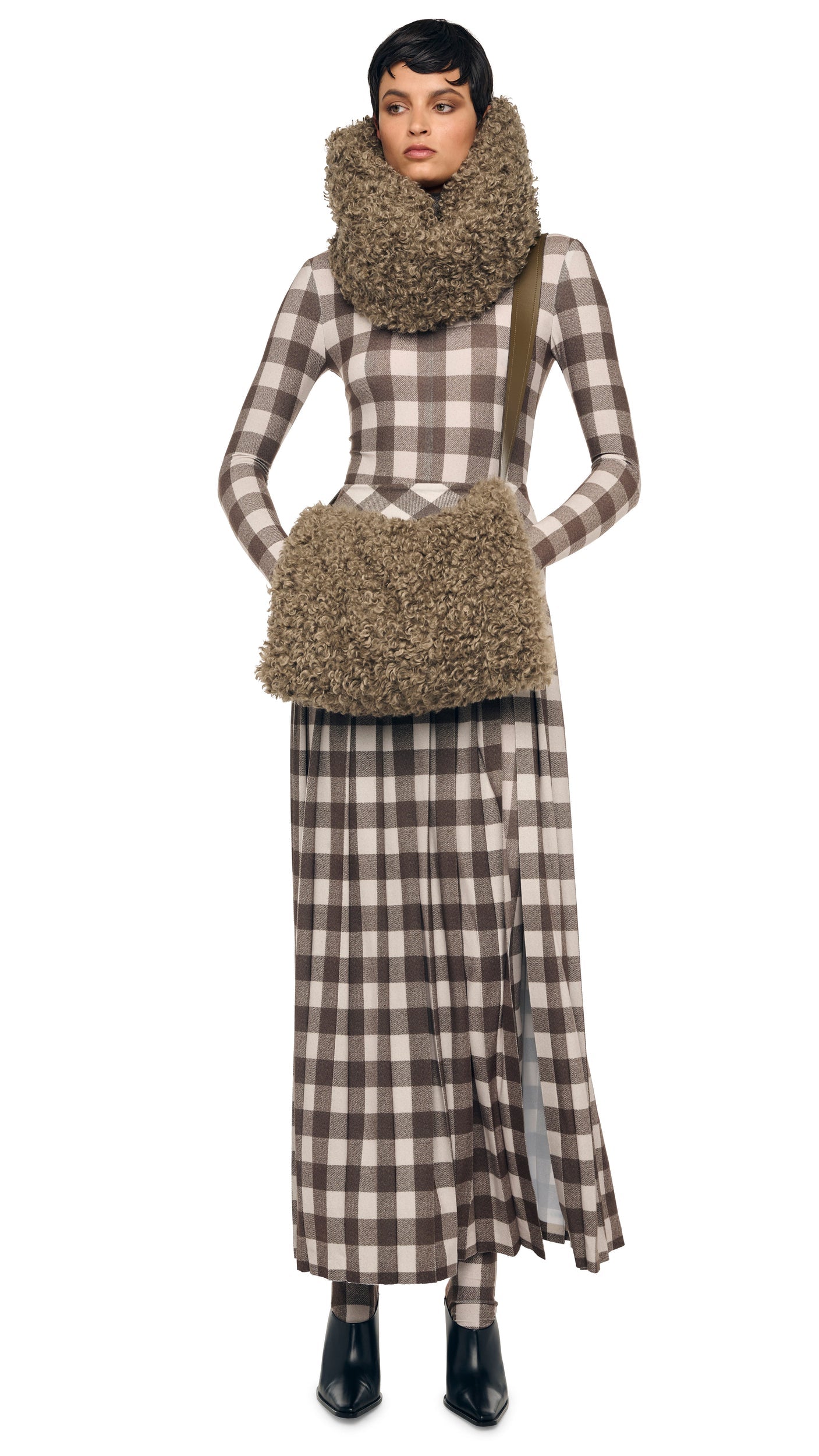 Norma Kamali PLEATED LONG SKIRT W/ SLIT