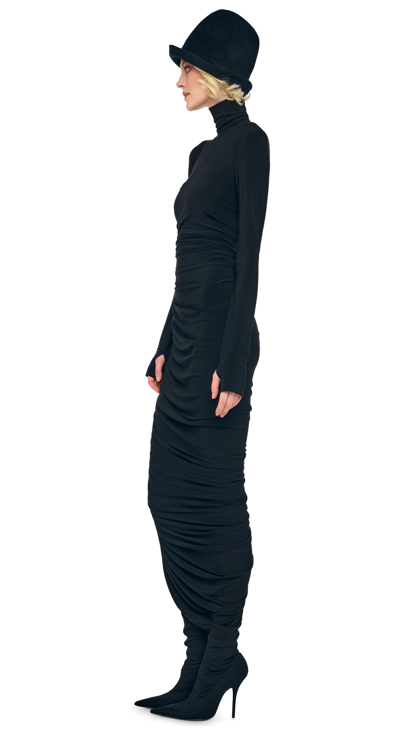 Norma Kamali LS TURTLENECK STRAPLESS DIANA GOWN W/ CATSUIT
