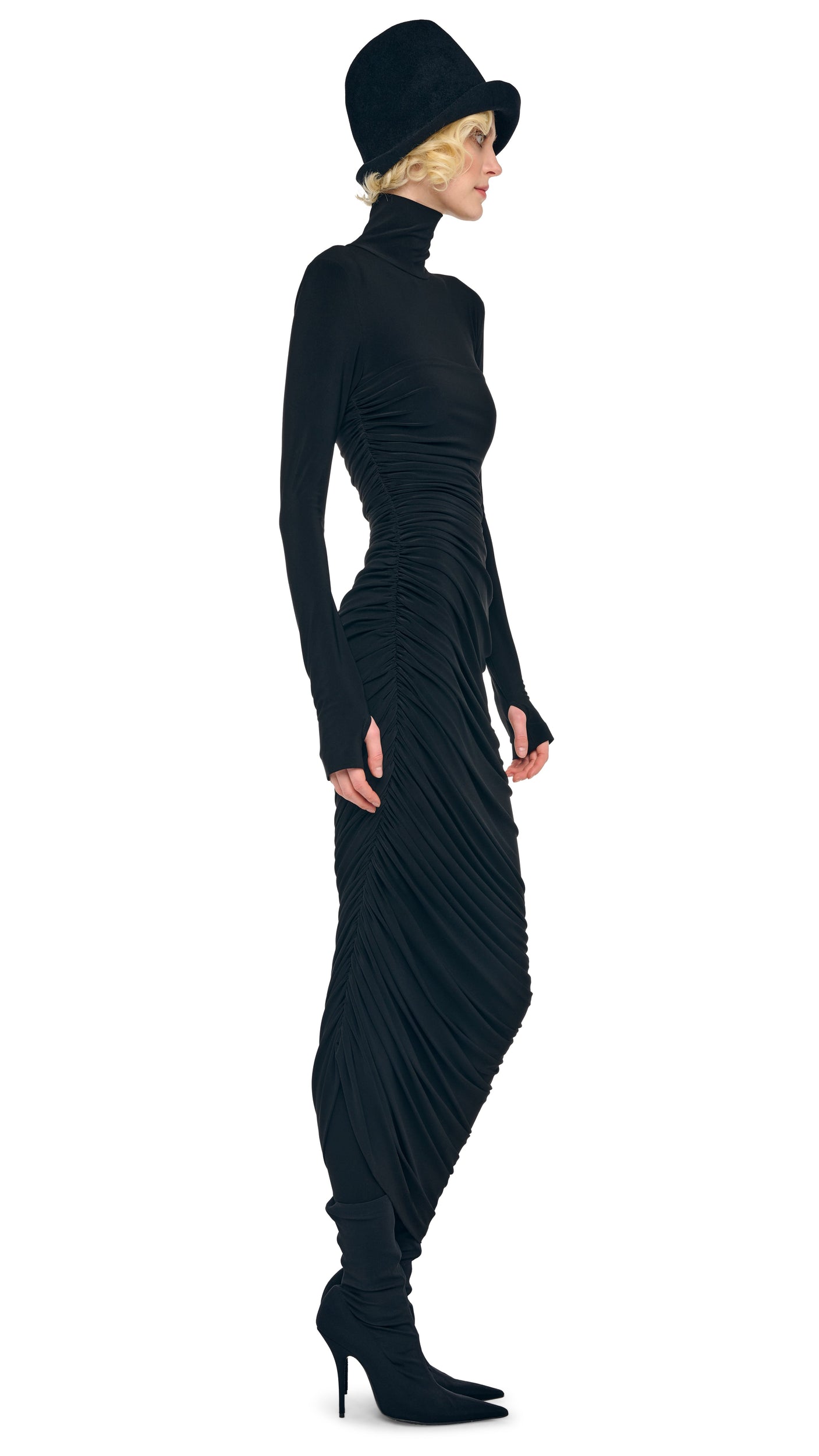 Norma Kamali LS TURTLENECK STRAPLESS DIANA GOWN W/ CATSUIT