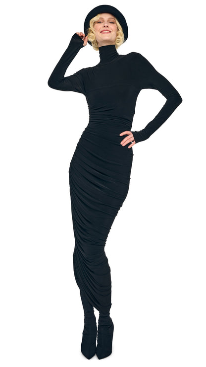 Norma Kamali LS TURTLENECK STRAPLESS DIANA GOWN W/ CATSUIT