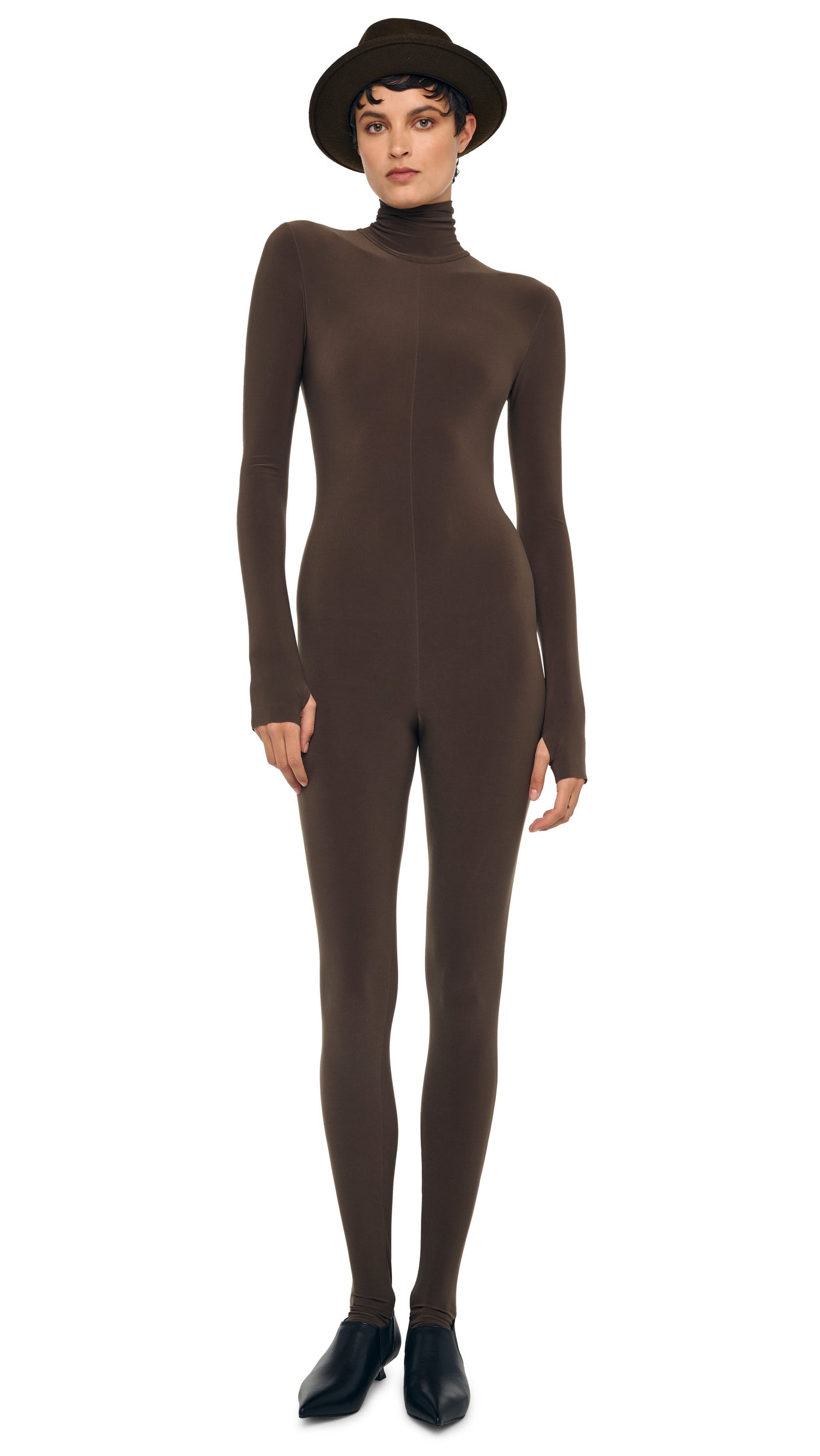 Norma Kamali LONG SLEEVE TURTLE CATSUIT W/ FOOTIE