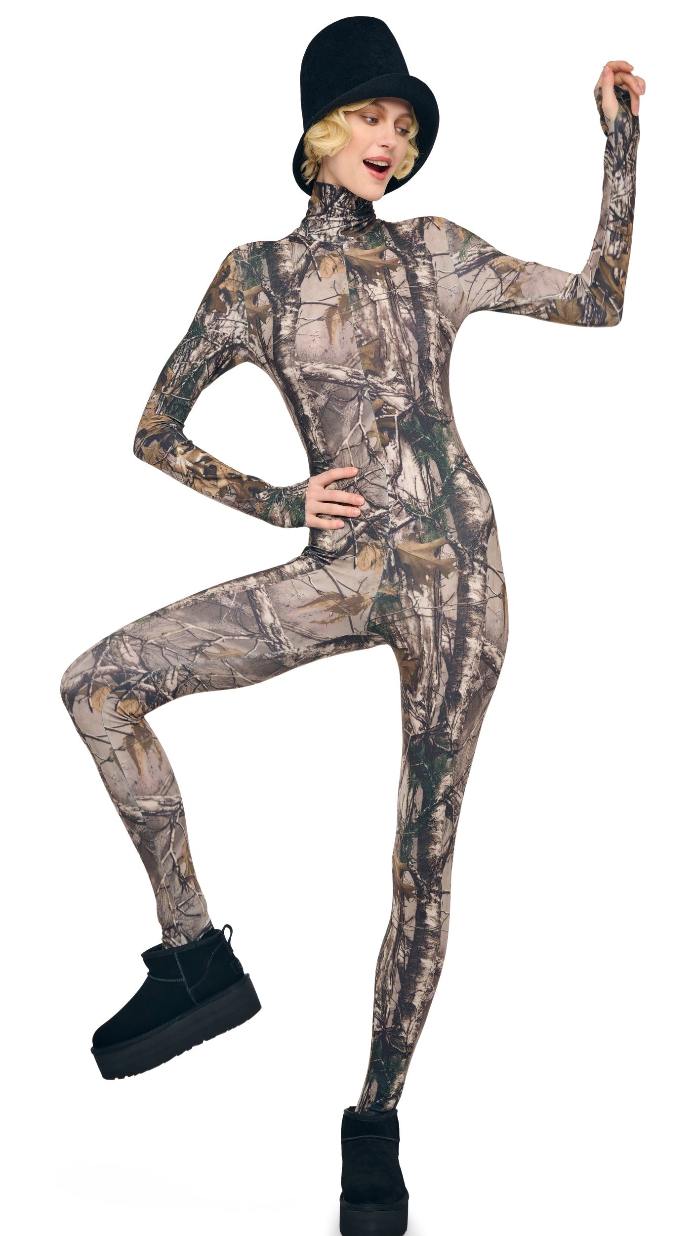 Norma Kamali LONG SLEEVE TURTLE CATSUIT W/ FOOTIE