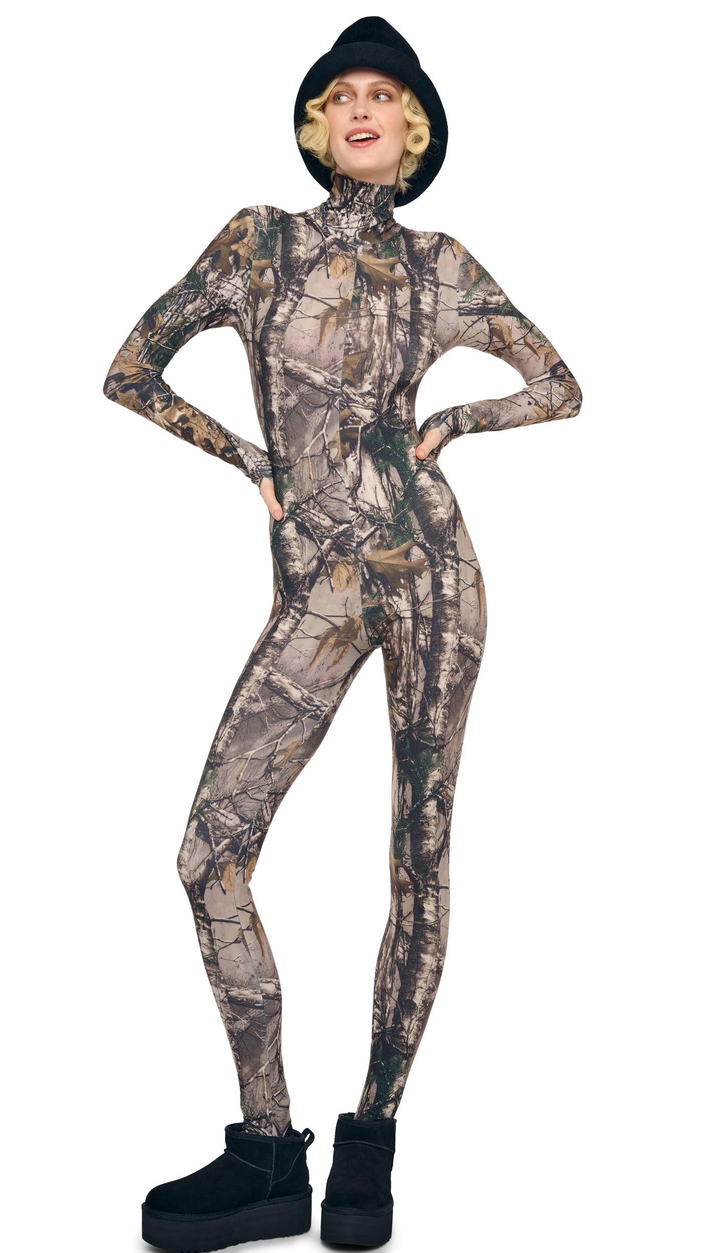 Norma Kamali LONG SLEEVE TURTLE CATSUIT W/ FOOTIE