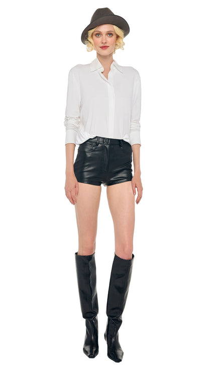Norma Kamali NK SHIRT BODYSUIT W/ COLLAR STAND