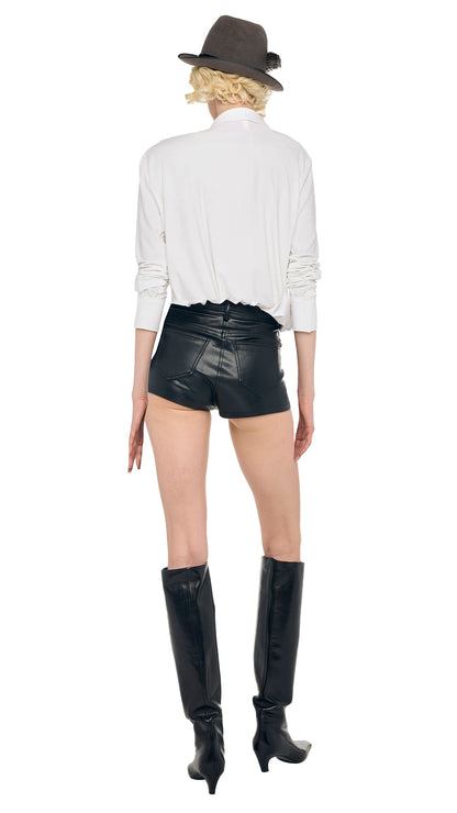 Norma Kamali NK SHIRT BODYSUIT W/ COLLAR STAND