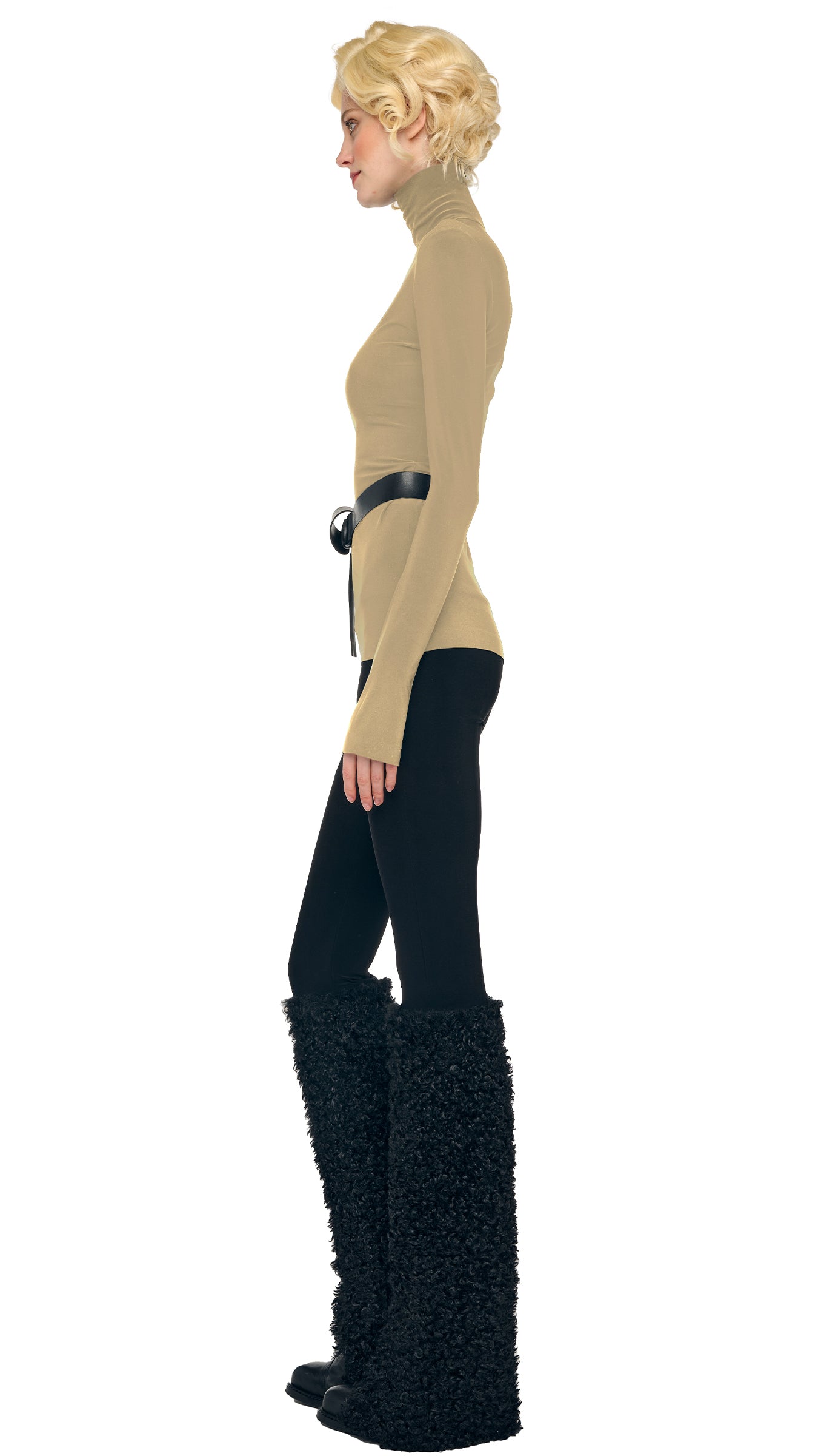 Norma Kamali SLIM FIT LONG SLEEVE TURTLE TOP