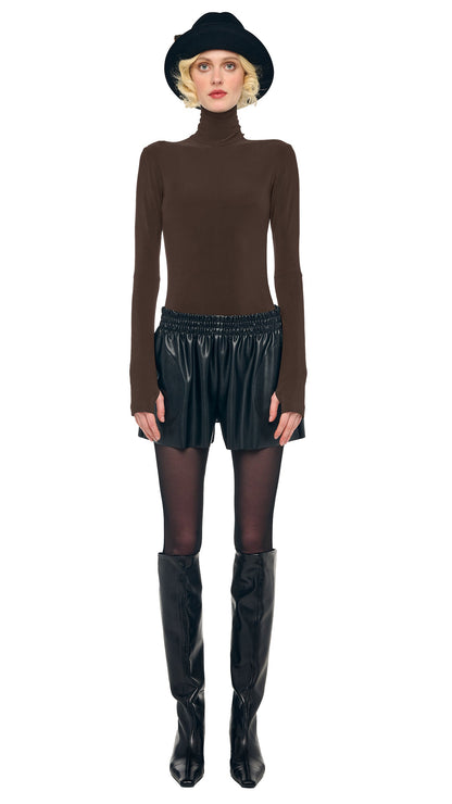 Norma Kamali SLIM FIT LONG SLEEVE TURTLE TOP