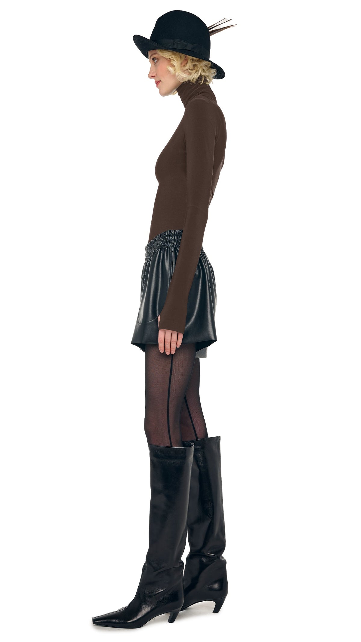 Norma Kamali SLIM FIT LONG SLEEVE TURTLE TOP