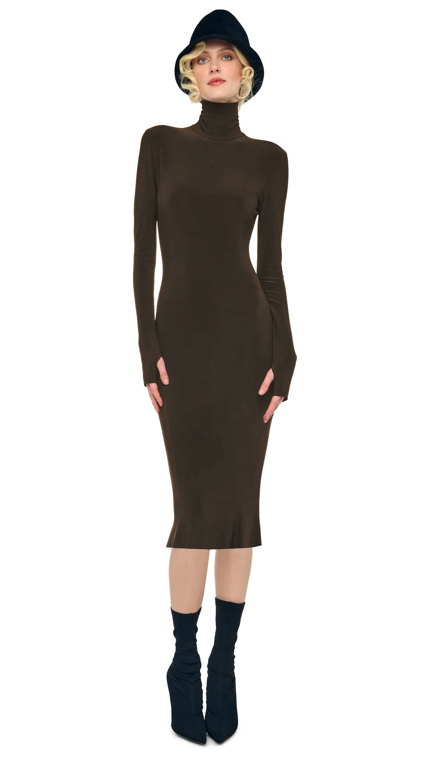Norma Kamali LONG SLEEVE TURTLENECK DRESS