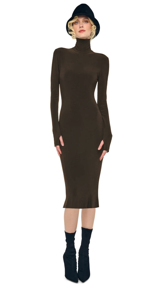 Norma Kamali LONG SLEEVE TURTLENECK DRESS
