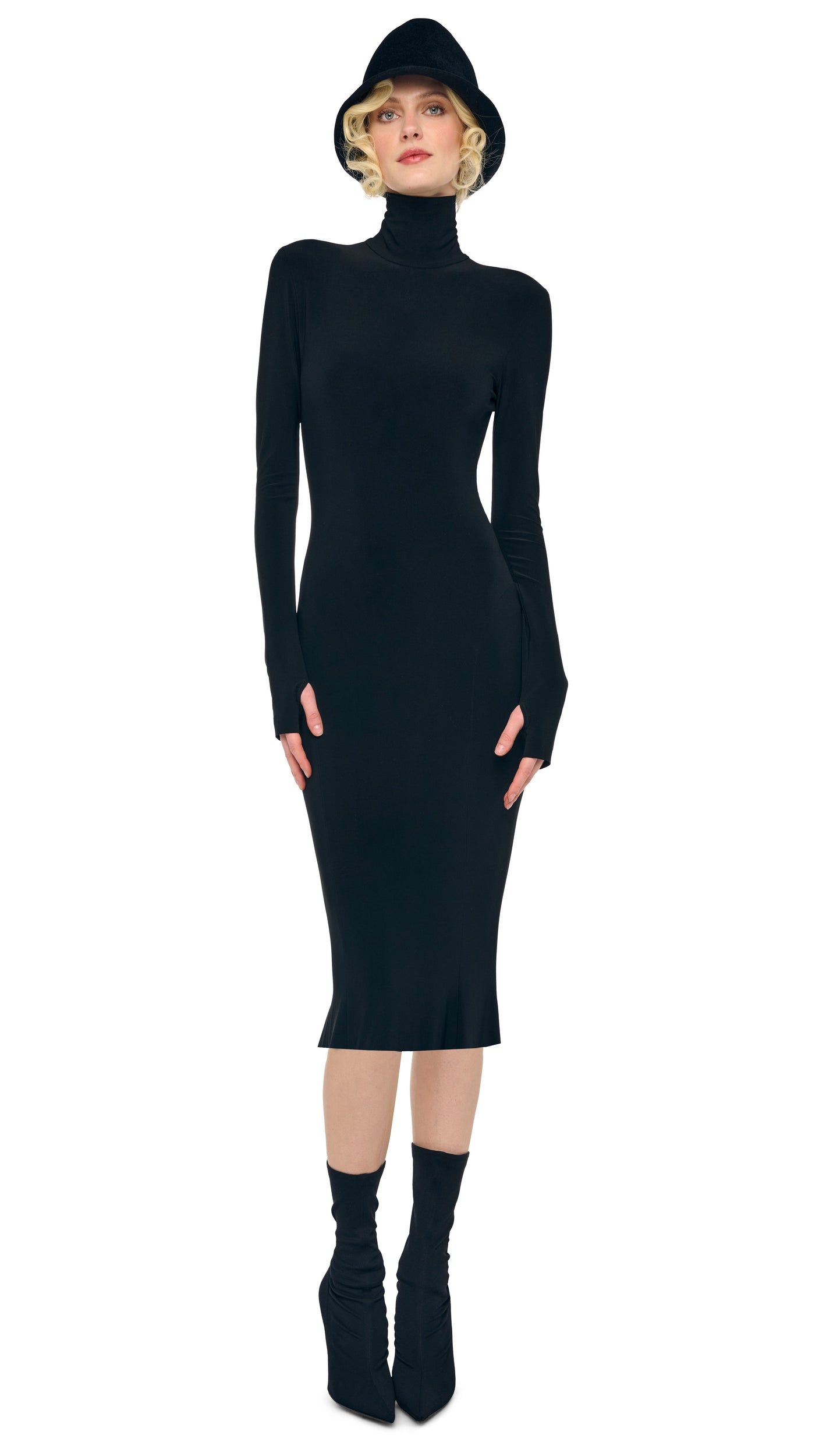 Norma Kamali LONG SLEEVE TURTLENECK DRESS