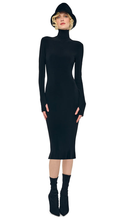 Norma Kamali LONG SLEEVE TURTLENECK DRESS